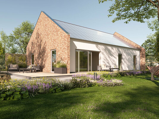 Stilvoller Bungalow 100 mit englischem Giebel, bestens geeignet für eine Solaranlage