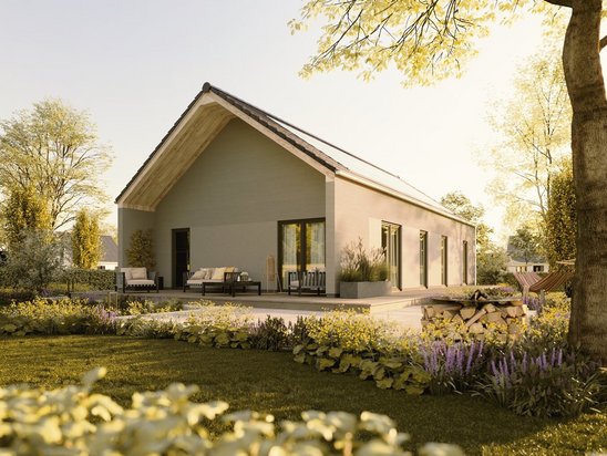 Der Bungalow 100 Novo mit Pultdach und überdachter Terrasse – modernes Wohnen mit Variantenvielfalt